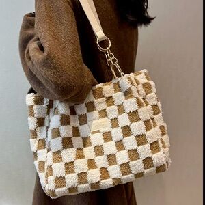 Chic Style Bag Brown Checkered Tote